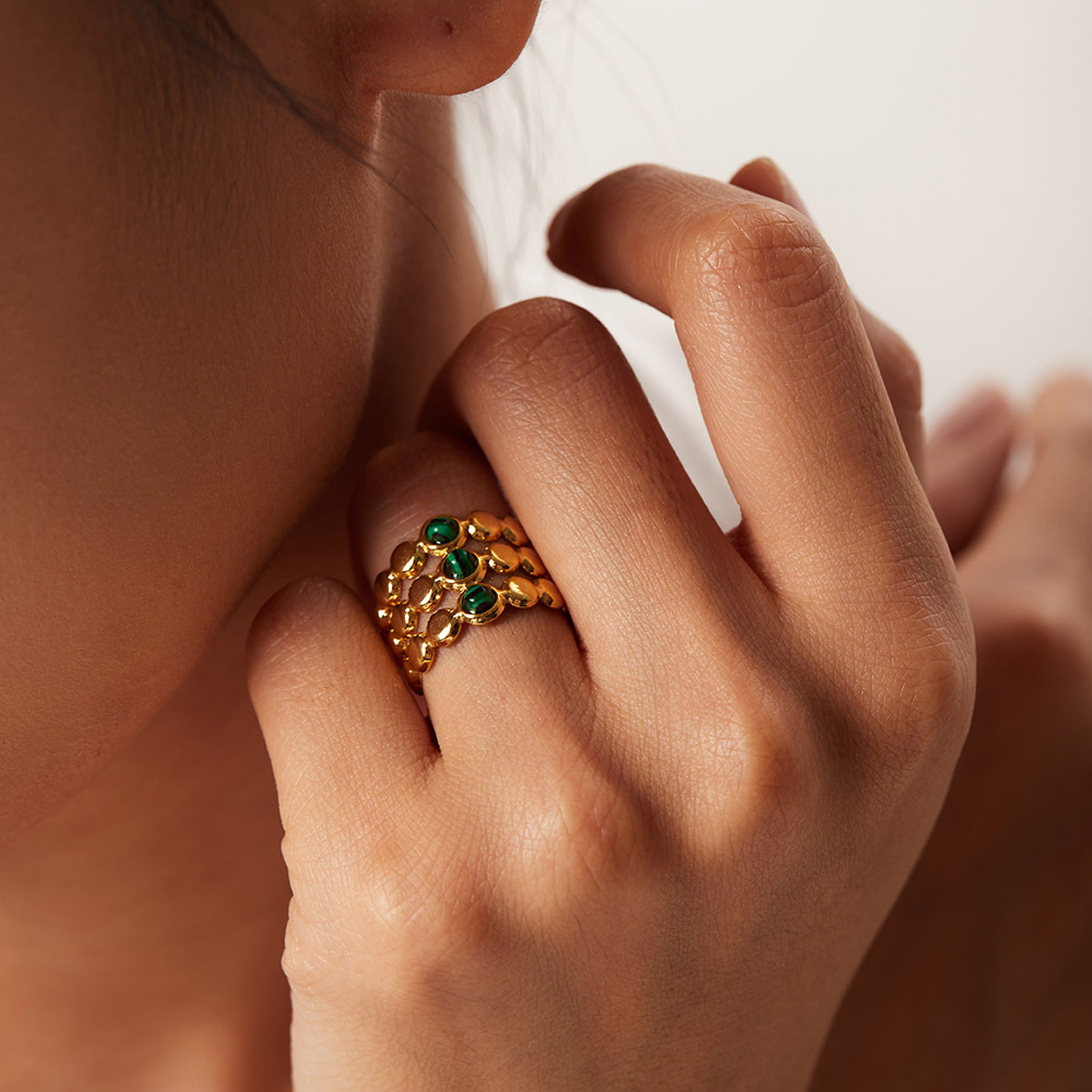 Malachite Bead Cascade Rings Cover